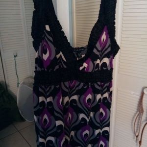 Black multi color top